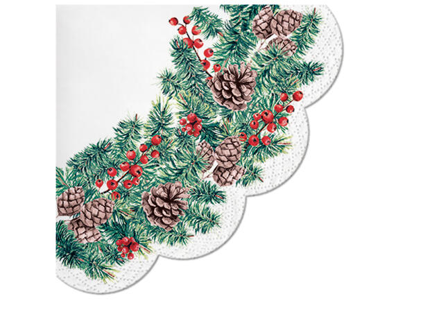 Serviett rund Winter Branches Rund 12 stk 3-lags Dia:32cm 