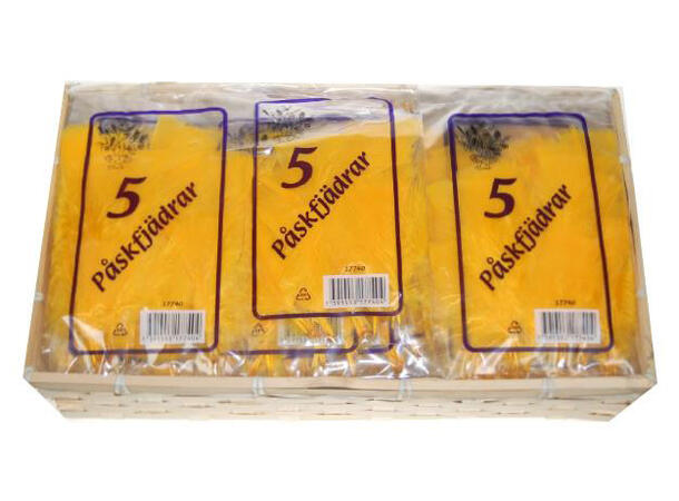 Fjær gule 16 cm pose 5 stk Naturlige fjær påske 