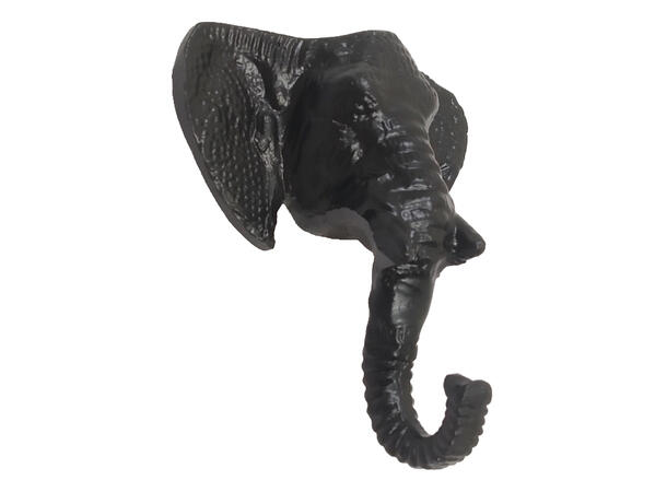 Knagg elefanthode sort metall 11x10cm 