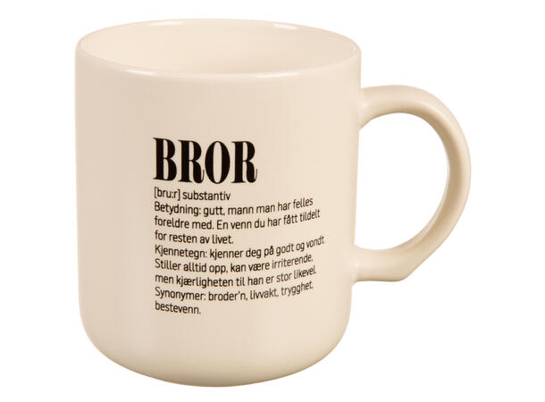 Krus definisjon hvit m/sort Bror 330ml 200g D:8,2 H:9,3cm 