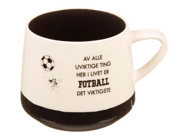 Krus Fotball uviktig/viktigst...sort 275ml 270g D:8/9,5cm H:7,5cm 
