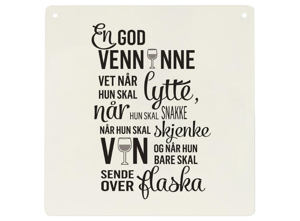 Skilt firkantet lite En god venninne 15,5x15,5cm Metall 