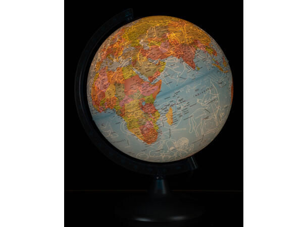 Globus stjernebilder med LED lys 25cm Plastfot med LED lys norsk tekst 