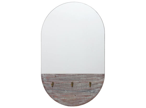 Speil ovalt m/treverk+3 kroker 48x79cm 