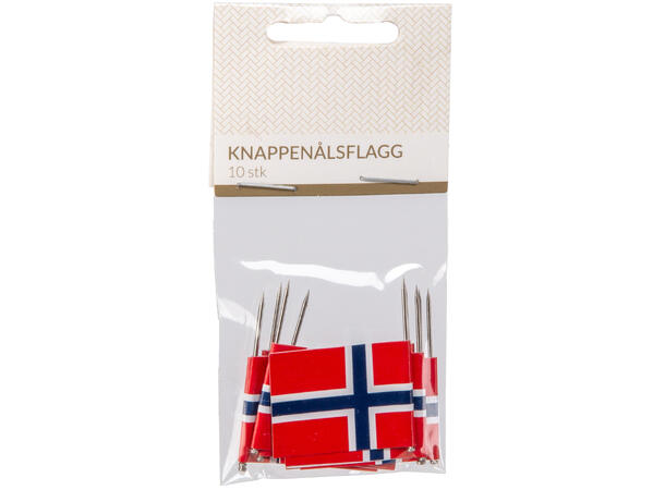 Flagg kake Norge pose med 10stk Knappenålsflagg 
