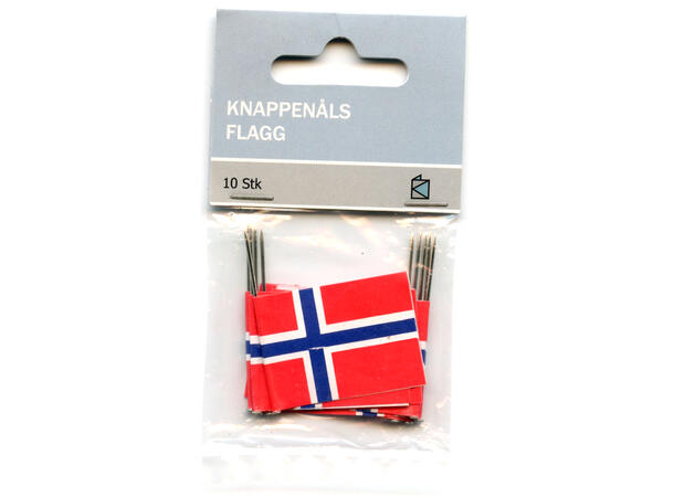Flagg kake Norge pose med 10stk Knappenålsflagg 