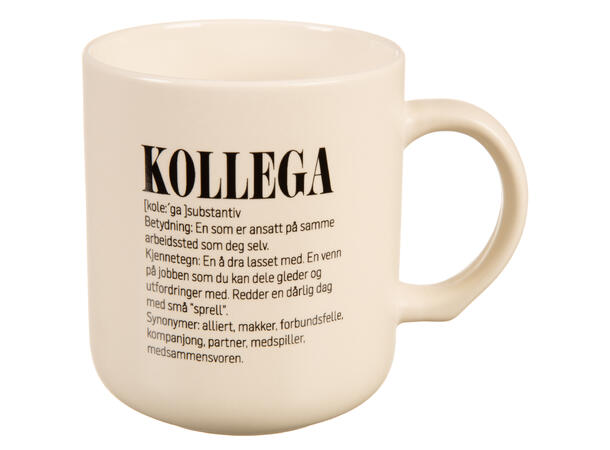 Krus definisjon hvit m/sort Kollega 330ml 200g D:8,2 H:9,3cm 