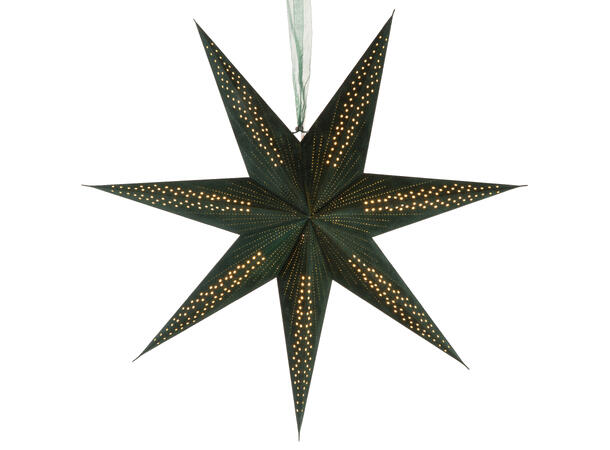 Stjerne papir/velur 7armet grønn d:60cm 3,5 meter ledning m/kontakt 