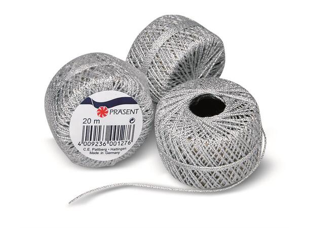 Bånd tau rull 20m sølv 2mm Display 15stk 