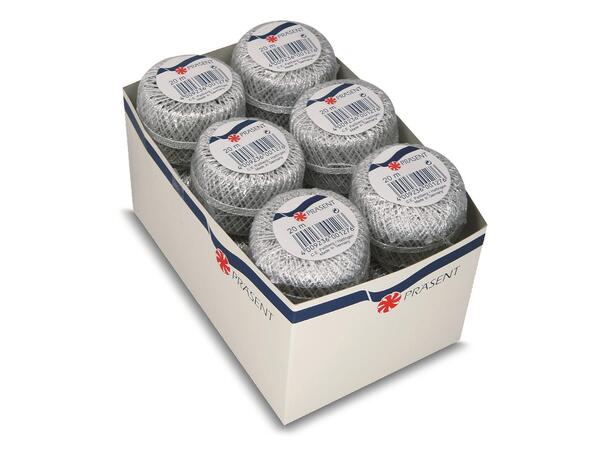 Bånd tau rull 20m sølv 2mm Display 15stk 