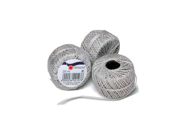 Bånd tau rull 20m sølv 2mm Display 15stk 