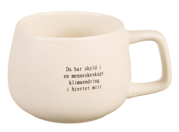 Krus hvit m/sort Klimaendring Tjomlid 300ml 200g D:8 H:6,8cm 