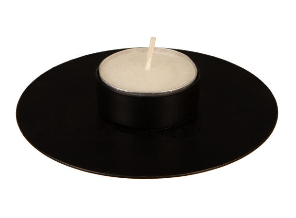Telysestake metall sort d:10cm h:4cm 