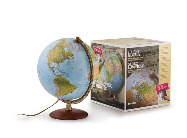 Globus norsk tekst med lys Astra 30cm Trefot, m/ lys 