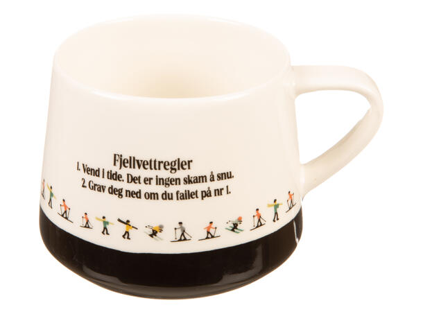 Krus Fjellvettregel 1 og 2...sort 275ml 270g D:8/9,5cm H:7,5cm 
