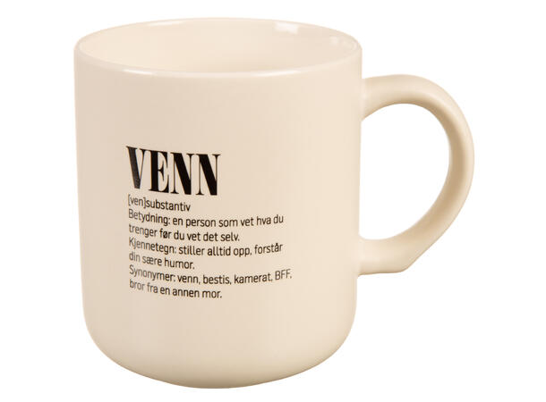 Krus definisjon hvit m/sort Venn 330ml 200g D:8,2 H:9,3cm 