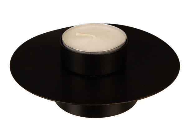 Telysestake metall sort d:10cm h:5cm 