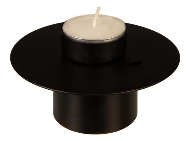 Telysestake metall sort d:10cm h:6cm 