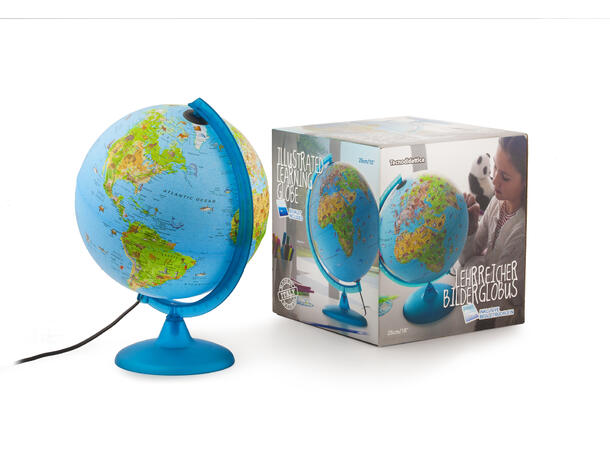 Globus norsk tekst Led lys Safari 30cm Plastfot m/lys, bok m/norsk tekst 