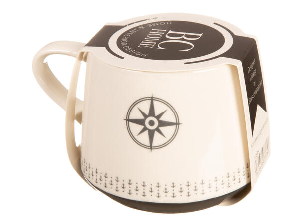 Krus Ship O´hoi...blå/hvit 275ml 270g D:8/9,5cm H:7,5cm 