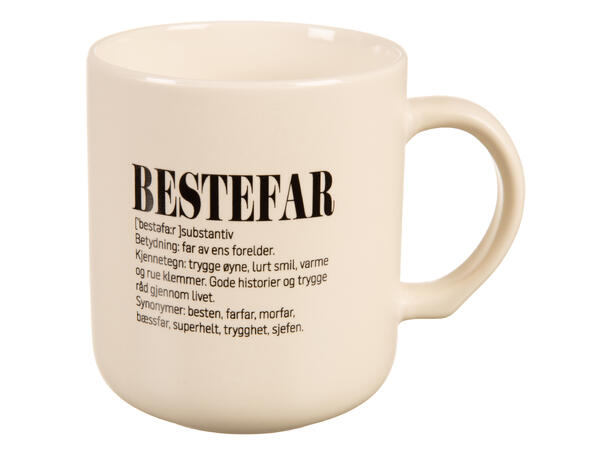 Krus definisjon hvit m/sort Bestefar 330ml 200g D:8,2 H:9,3cm 