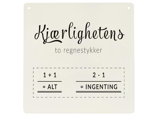 Skilt firkantet lite Kjærlighet 2 regne 15,5x15,5cm Metall 