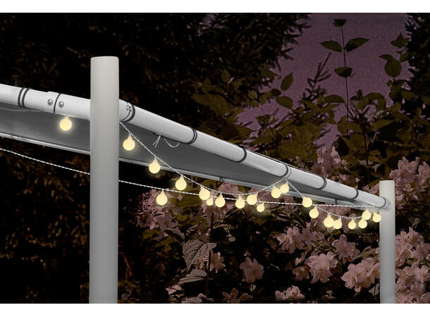 Lyslenke 80 lyspærer Ledlys varmhvit G2IP44 adapter 17+3m ledning 