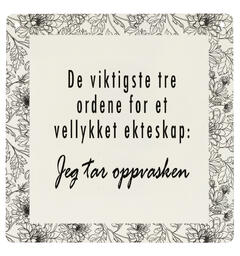 Skilt firkantet lite Tre ord om oppvask 15,5x15,5cm Metall