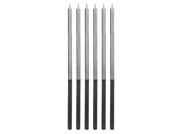 Bursdag lys platinum/sølv 14,5cm 6 stk Kakelys 