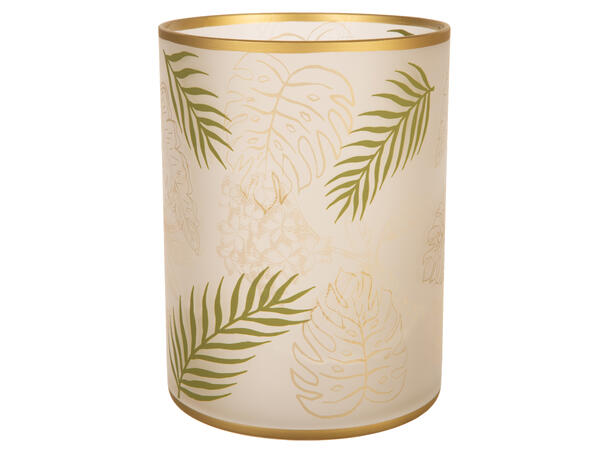 Lysglass Vase matt blad m/gull 15x20cm Til kubbelys eller som vase 
