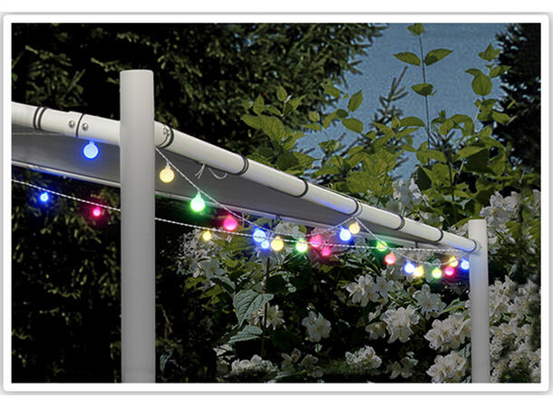 Lyslenke 80 Ledlys multifarge Kule:2,5cm Vanlig adapter 17+3m ledning Utendørs 