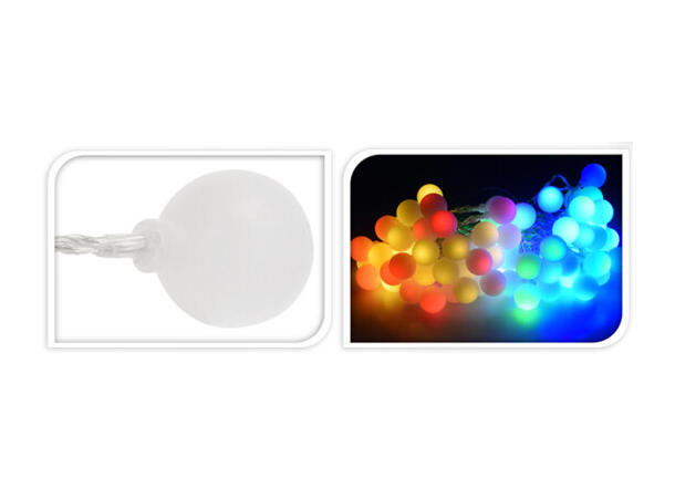 Lyslenke 80 Ledlys multifarge Kule:2,5cm Vanlig adapter 17+3m ledning Utendørs 