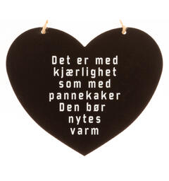 Skilt hjerte lite Pannekaker nytes 13x11cm Metall