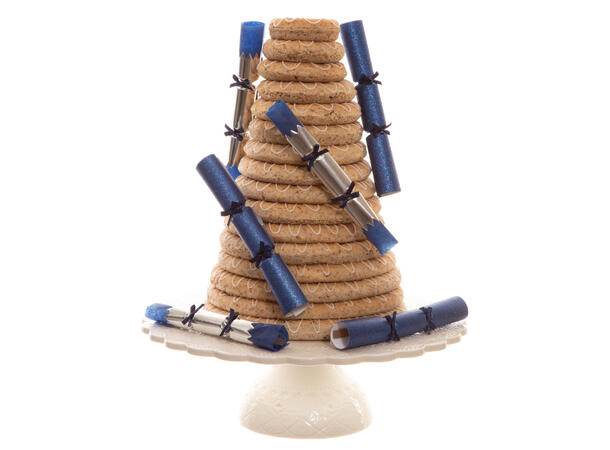 Smell bon-bon mørk blå med sløyfe 2ass 6 stk 15 cm lange, med knall,vits & hatt 