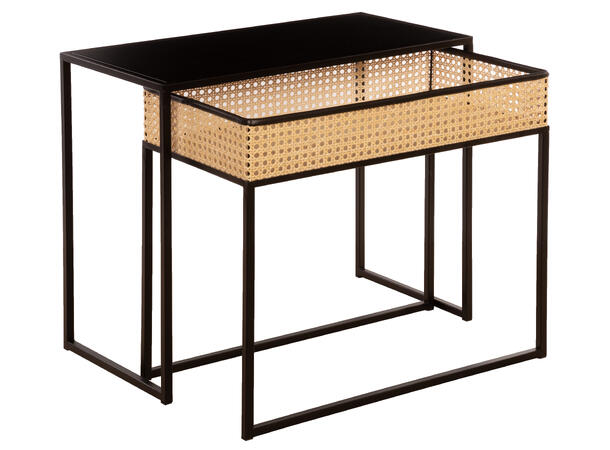 Bord dobbel sort metall m/rotting 2 delt 2-delt sett 56x30x48 60x30x50cm 