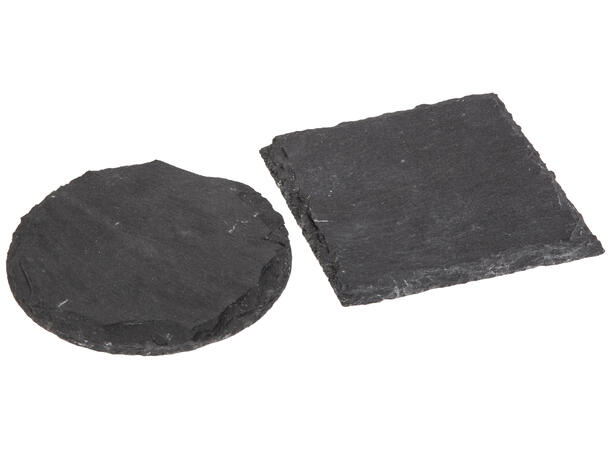 Glassbrikke skifer 10x10cm 2ass s/4 Rund d:10cm Firkantet 10x10cm 