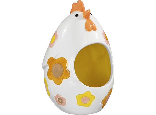 Høne egg FlowerPower gul/oransj 11x17cm Keramikk Påske 
