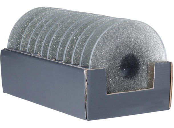 Lysfat glass m/glitter sølv d:20cm Display 8stk 