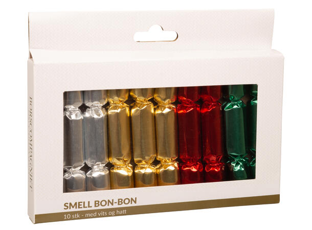 Smell Bon-bon mini metallic 4ass 10stk 10 stk 10cm knall gull,sølv,rød,grønn 