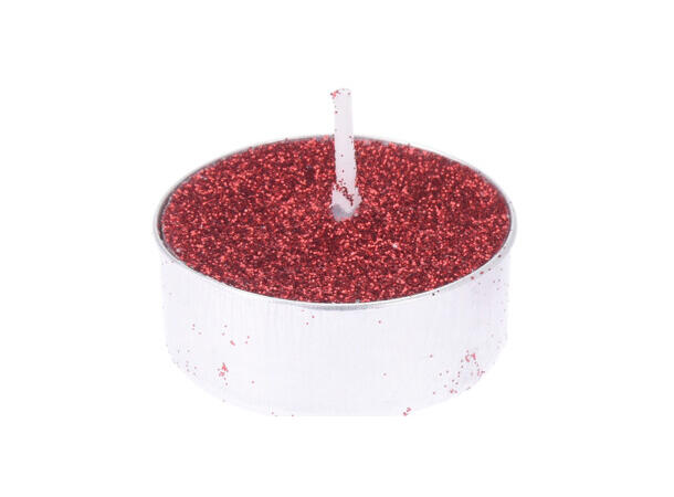 Telys røde/hvite m/glitter pk à 8 2ass Display 24sett 