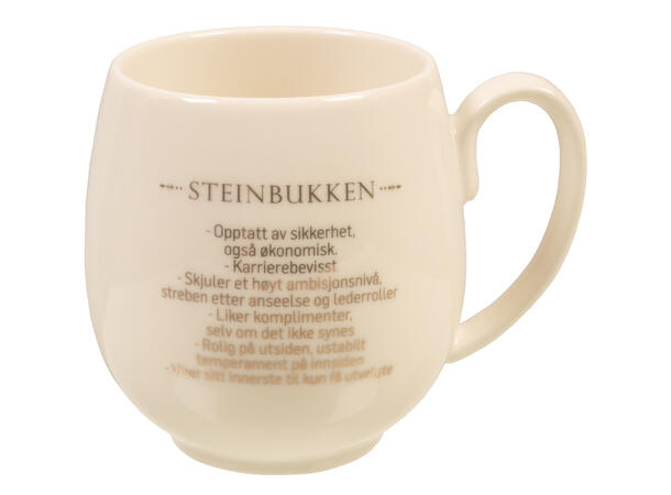 Krus Stje. Steinbukken hvit m/gull 9,5cm 350g 400ml D:9cm H:9,5cm 