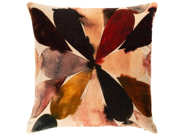 Pute 45x45cm m/trekk velur abstr. blomst Pute fjær/dun 680gram fyllvekt 