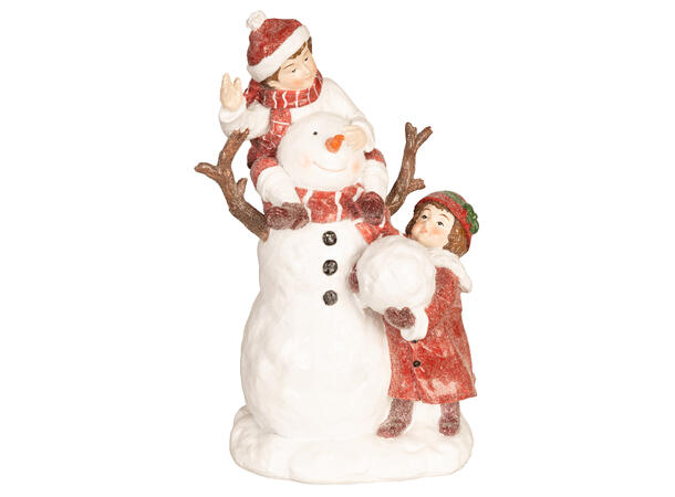 Snømann barn hvit m/rødt 15x10x24cm 