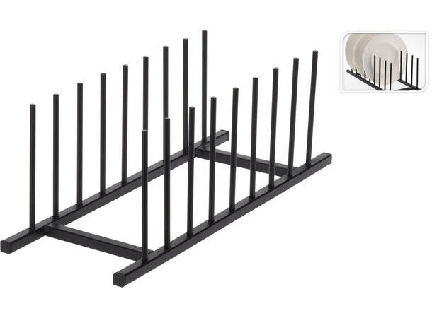 Tallerkenholder metall sort 34,5x12,5cm 