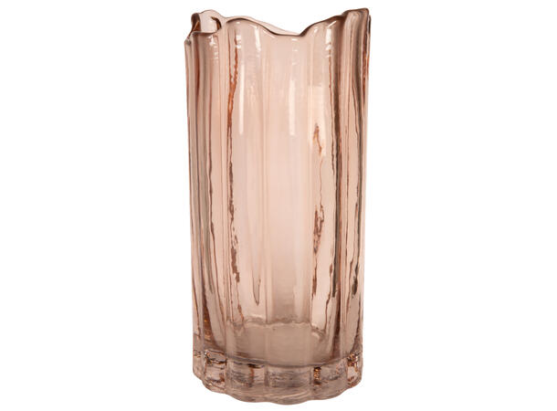 Vase kantet glass brun 12x25cm 