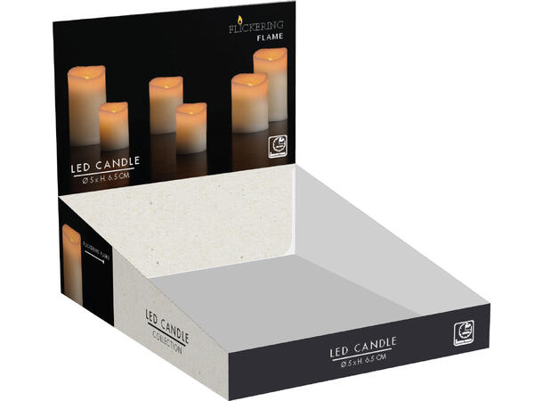 Kubbelys LED hvit rustikk 5x6,5cm Display med 12stk Inkl batteri:1xCR2032 