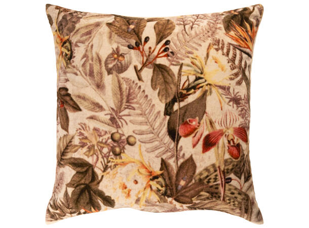 Pute 45x45cm m/trekk velur flerfarg.blad Pute fjær/dun 680gram fyllvekt 