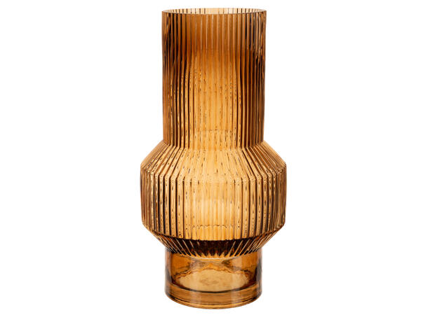 Vase rund stripet brun 18x35cm 
