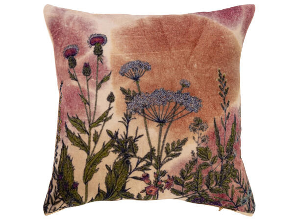 Putetrekk velur lillabeige blom. 45x45cm 