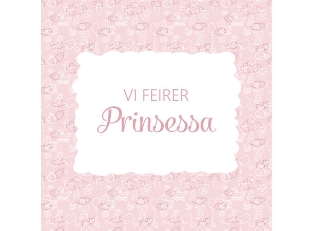Serviett Prinsessa Baby rosa Lunsjserviett 20 stk 3-lags 33x33cm 